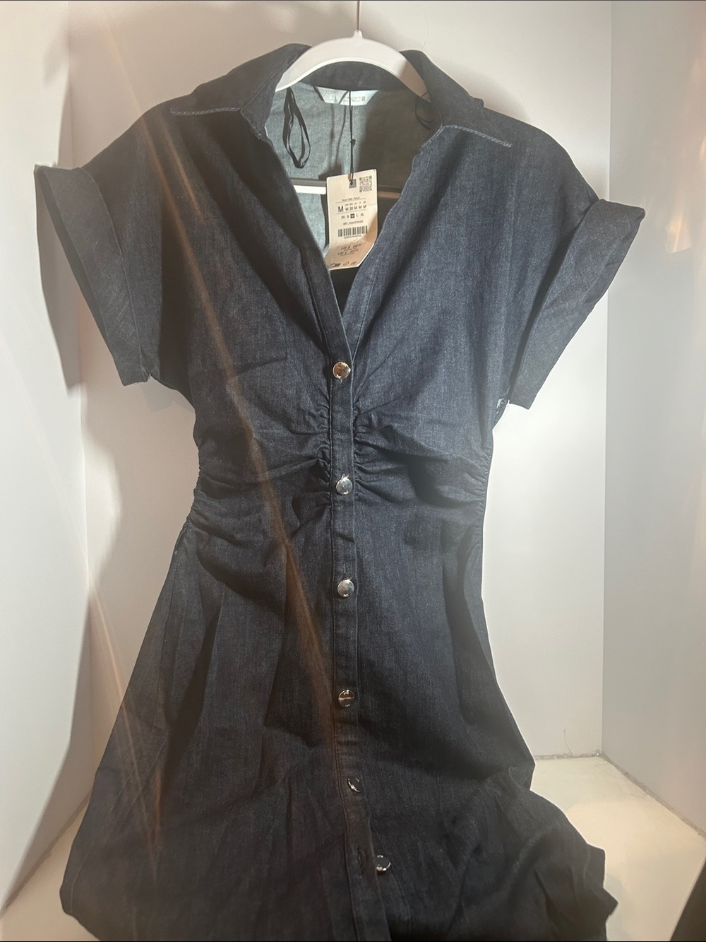New ZARA Classic Black Button-Front Midi Dress - Picture 4 of 4